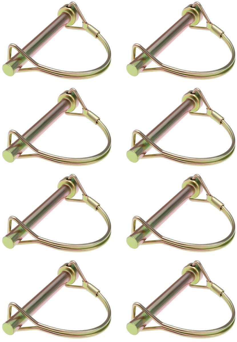 Dailygoods- Schachtvergrendeling 8mm - D-vormige Borgpen - Aanhangwagen Bevestigingspen - Gegalvaniseerd Staal - 8 Stuks - 57mm x 38mm Ring
