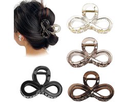 Dailygoods- Haarklemmen Grote Antislip - 4 Stuks - Sterke Grip - Elegant Ontwerp met Strikdetail - Geschikt voor Dun en Dik Haar - Glanzende Kleuren - Claw Clip