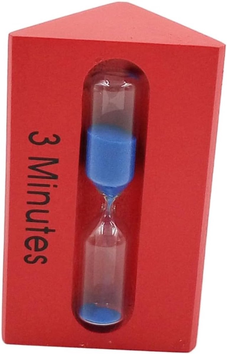 Zandloper Timer - Houten Zandklok - Tijd Tellen - Drie Tijdsinstellingen - 6x6x10 cm - Rood