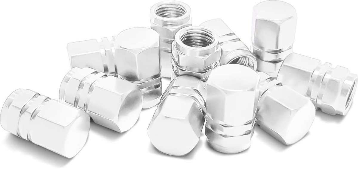 Dailygoods- Ventieldoppen Aluminium - Zeshoekige Afdichting - Lekvrij - Stofdicht - Universele Pasvorm - Set van 16 Stuks - Bescherming tegen Water en Vuil - Banddoppen