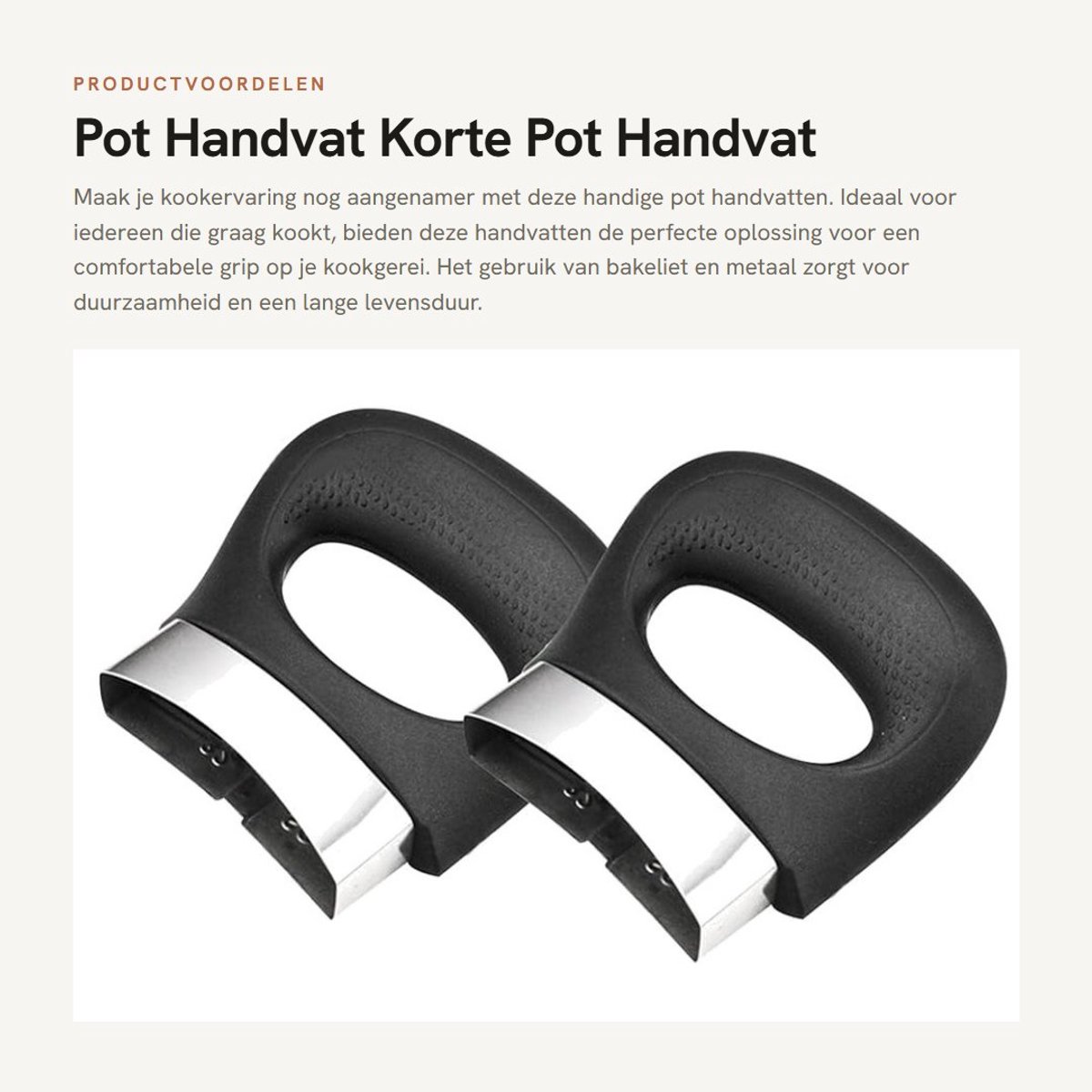 Dailygoods- Pot Handvat Ergonomisch - Bakeliet/Metaal - 2 Stuks - Antiverbrandende Grip - Kookgerei - Eenvoudig te Bevestigen - Panhandvat