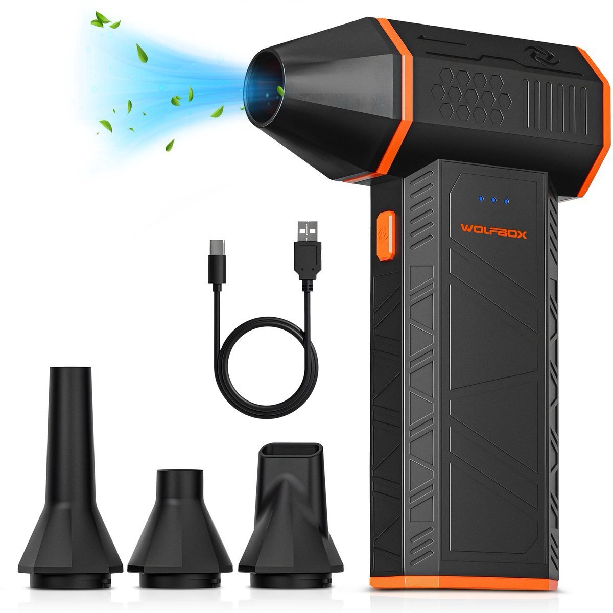 Wolfbox MF50 zonder accessoires Air Duster Draadloos - Oplaadbaar 5000mAh - 110.000 RPM - Perslucht - Compressed Air - Stofreiniger - Luchtblazer - Perslucht - Turbo Fan