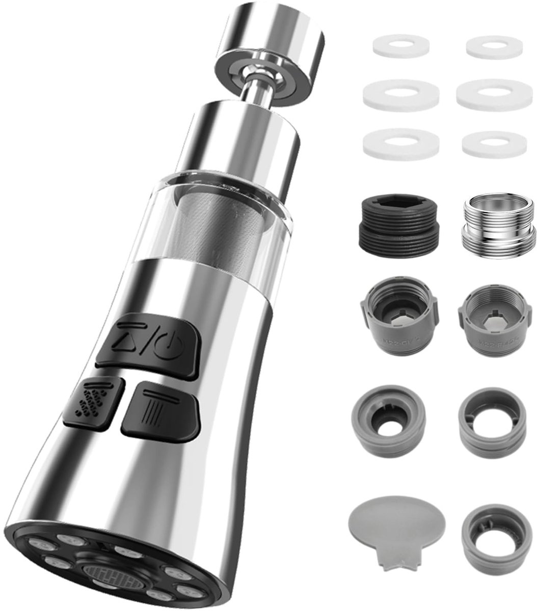 Dailygoods - Golgner 360° draaibare waterkraanopzetstuk, keuken, 3 modi, kraanbeluchter, v