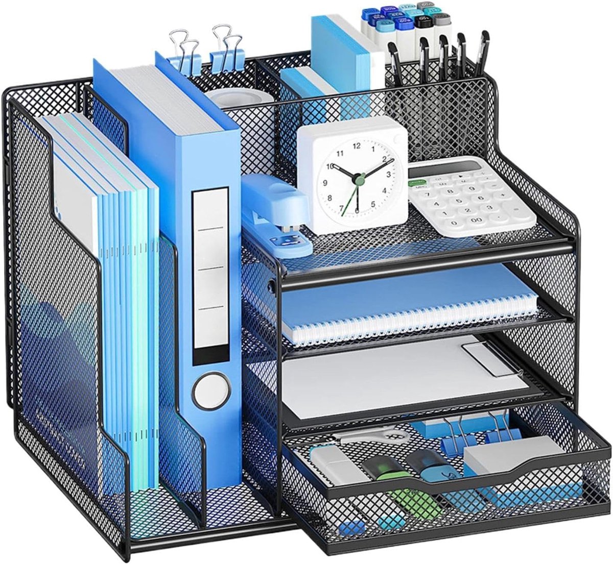 Bureau Organizer - Opbergrek - Bureau Opruimen - Vier Lagen - Grote Capaciteit - Zwart