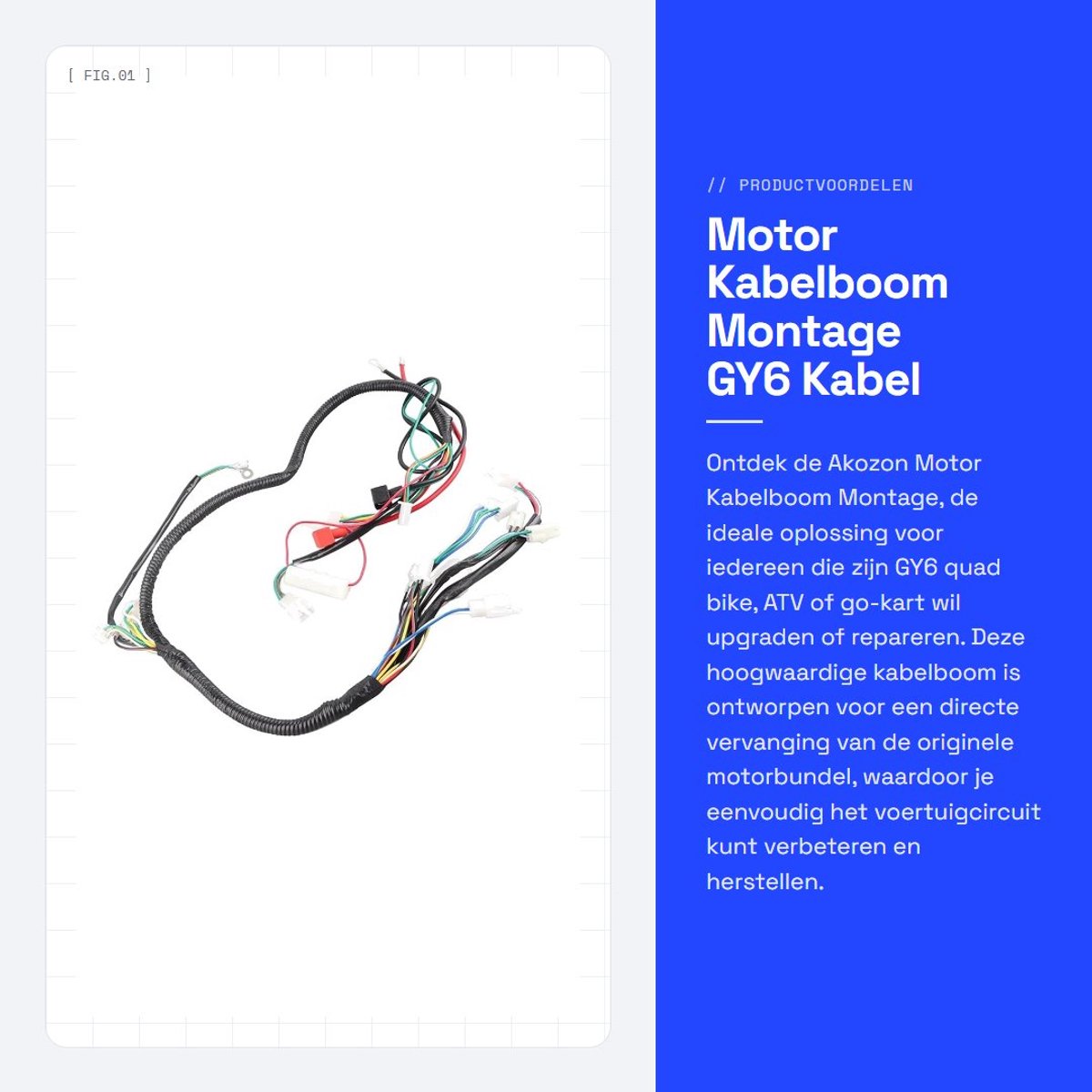 Dailygoods - Motor Kabelboom Montage - GY6 Kabel Loom - Hoogwaardige vervangingsoptie - Universeel formaat - Solenoid Plug - Voor Go Kart - Ver...