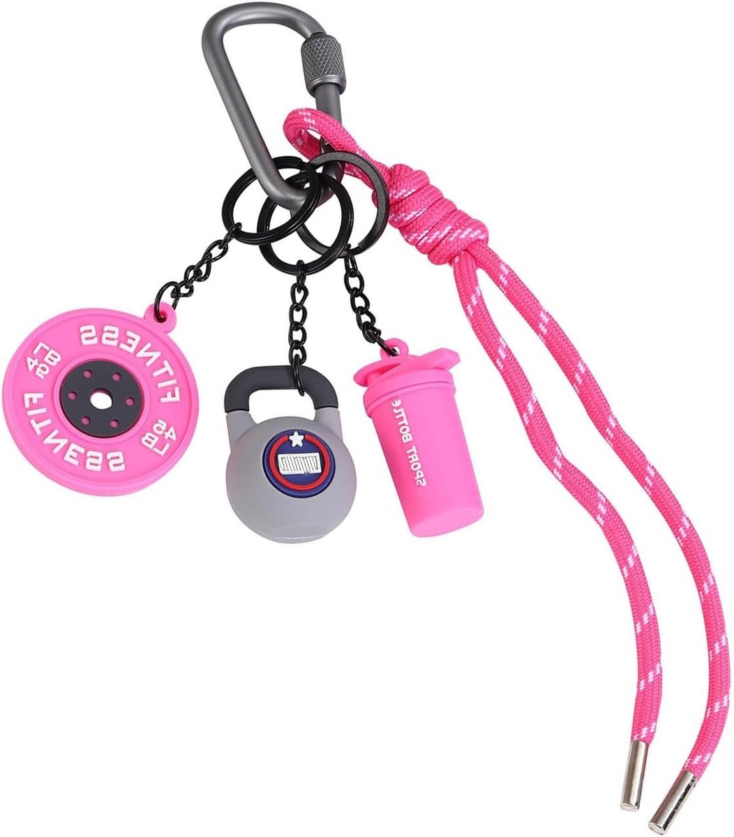 Mini Halter Kettlebell Sleutelhanger - Roze Sport Lanyard, Perfect Cadeau voor Fitness Trainers en Sportliefhebbers, Compact en Handig