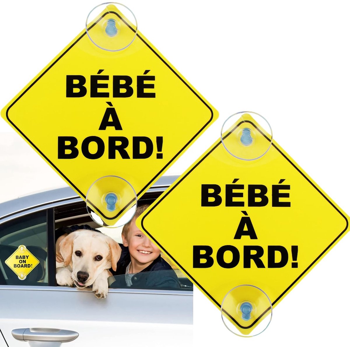 Dailygoods- Waarschuwingsborden 2 Stuks - Auto Borden - Baby Aan