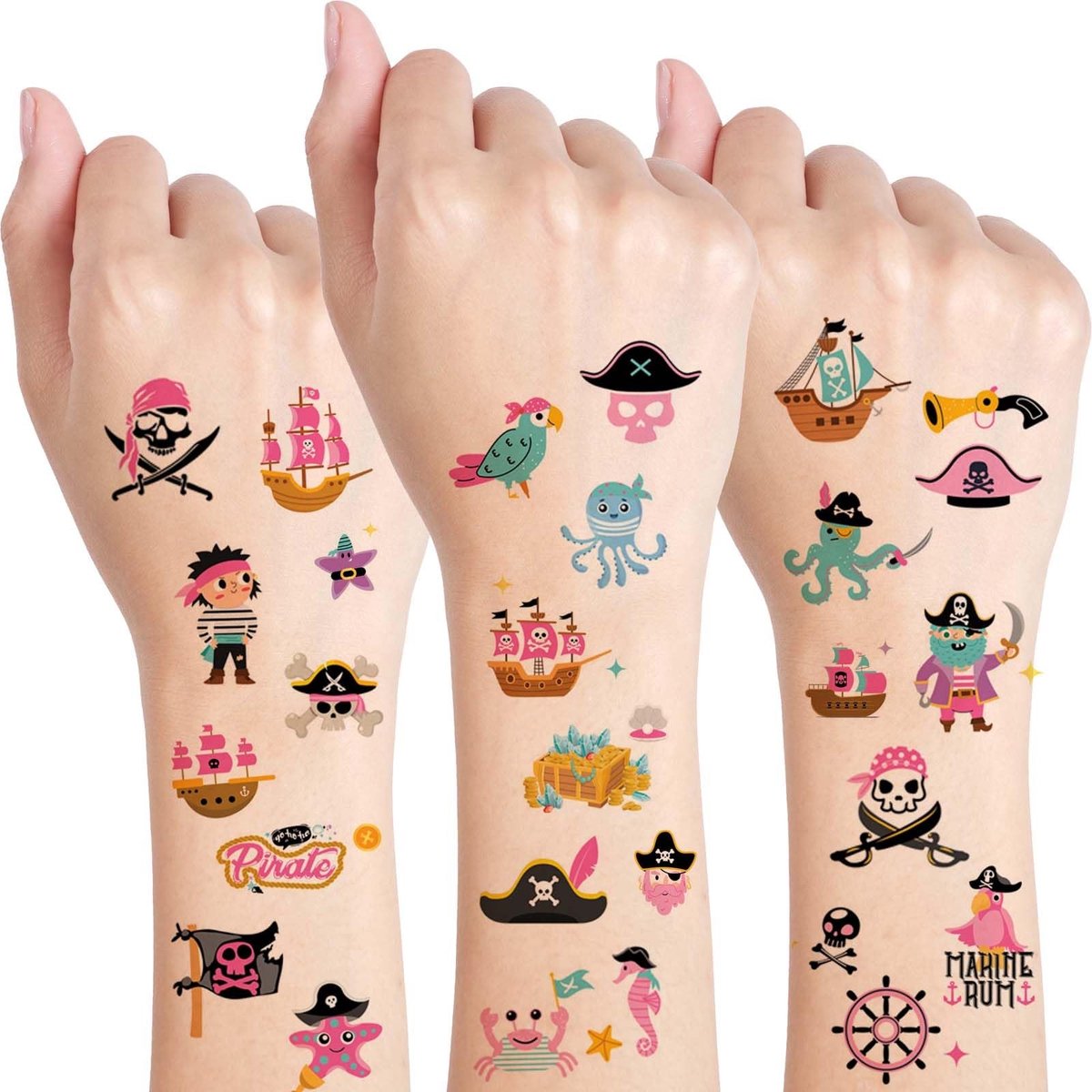 Dailygoods- Piraten Tattoo Stickers - 10 Vellen - Stickers