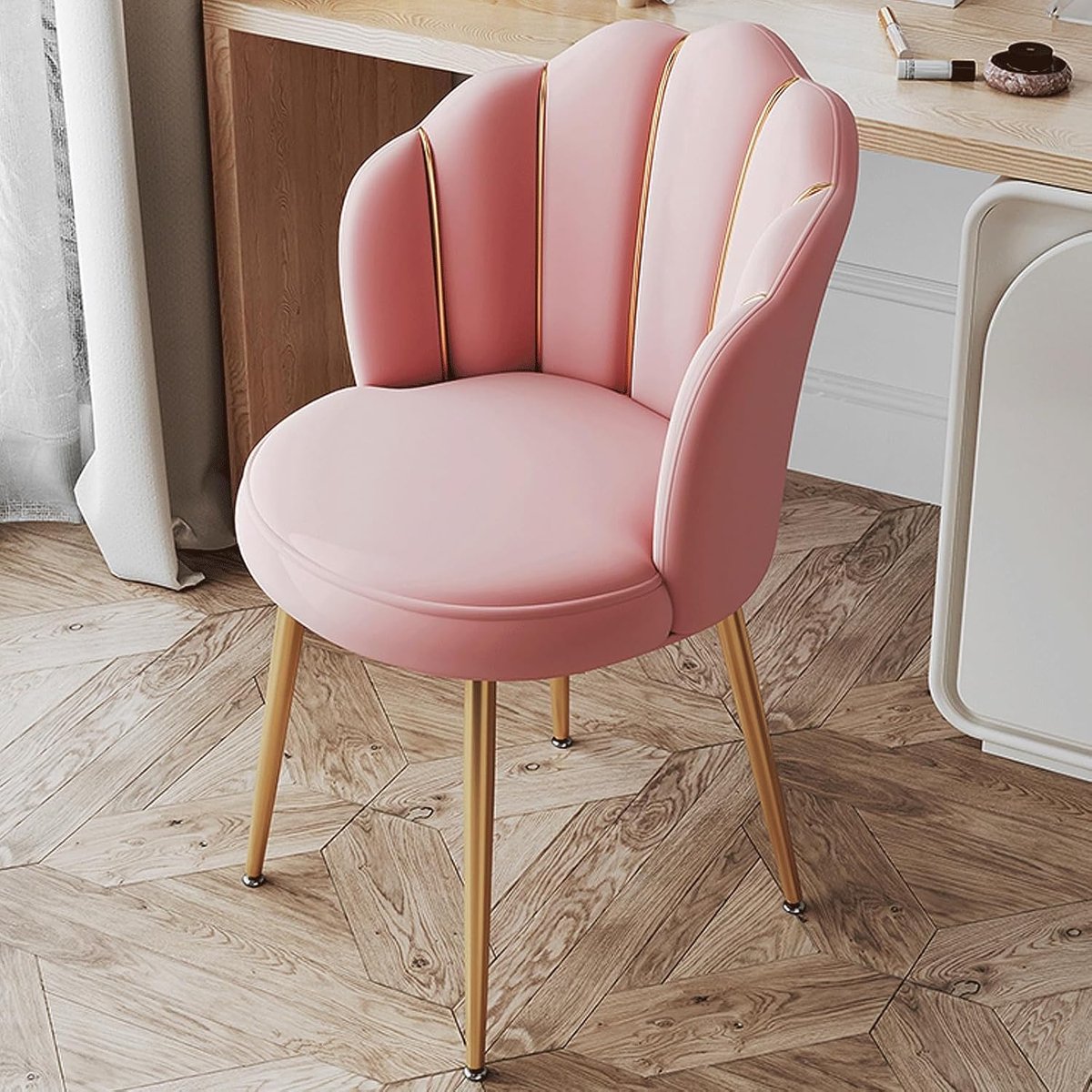 Fauteuil met Rugleuning - Make-up Kruk Stoel - Schoonheidsroutine Verbeteren - High-Density Spons Kussen - 31 x 31 x 74cm