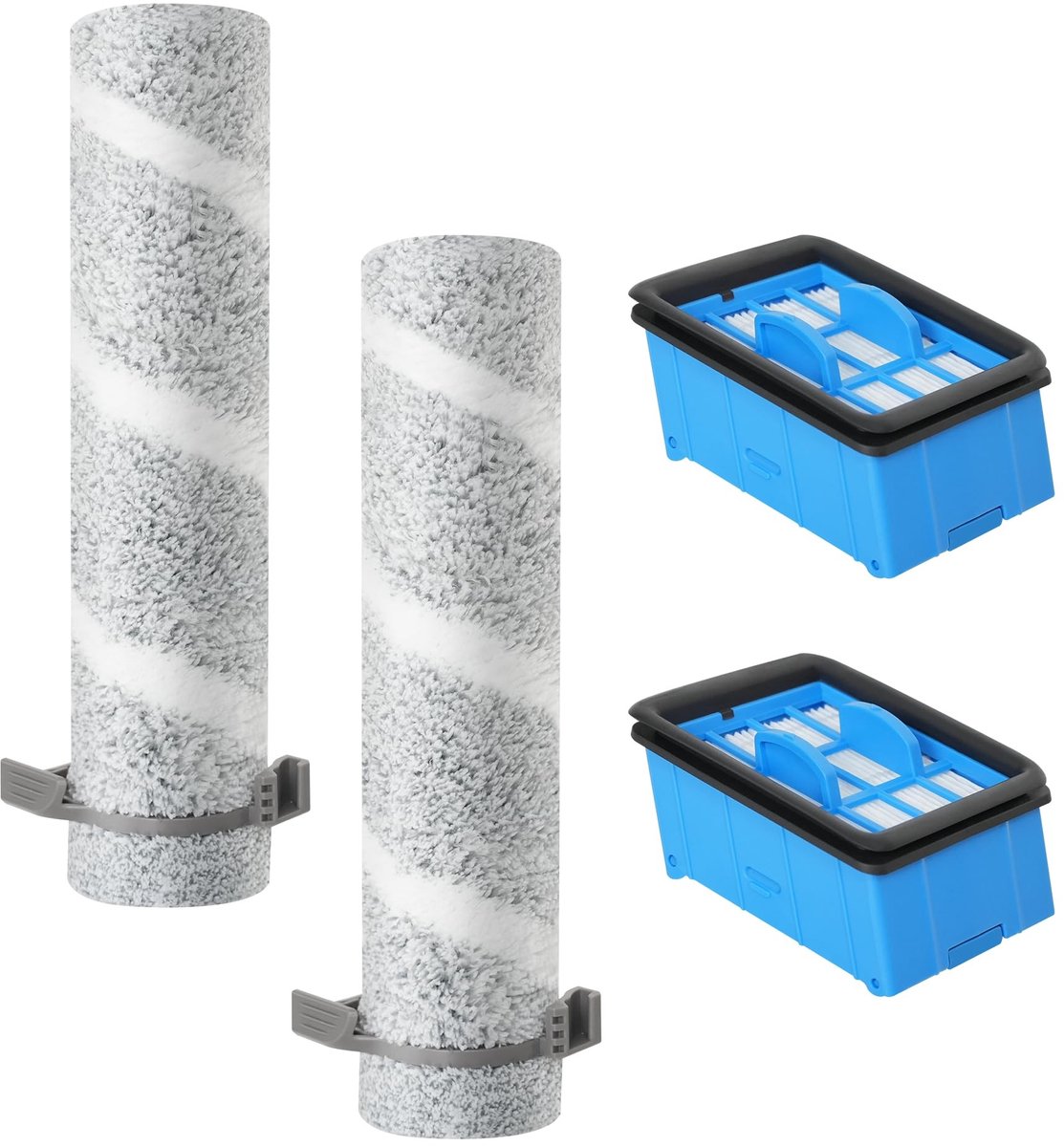 Dailygoods- Accessoireset voor Bissell CrossWave - 2 Borstelrollen - 2 HEPA-filters - Geschikt voor modellen 4076/4087/4000/4017N - Voor nat- en droogzuigers - Microvezel voor harde vloeren - Stofzuigeraccessoires