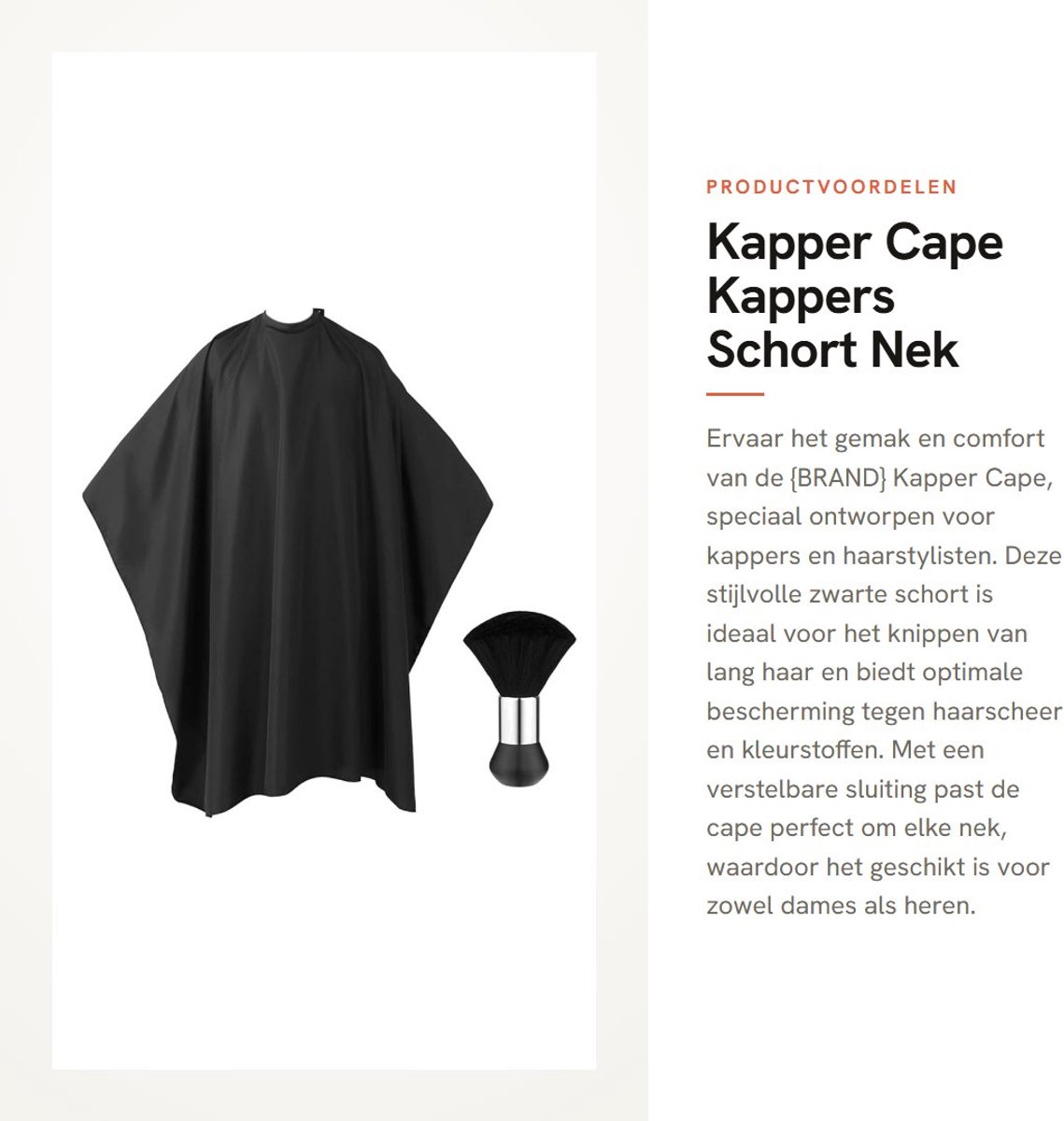 Dailygoods- Kappersschort Antistatisch - Kapperscape Volwassenen - Kapmantel - Verstelbare Sluiting - 160 x 140 cm - Bescherming tegen Haar en Producten