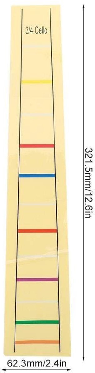 Dailygoods- Vingeretiketten Gloednieuw - Cello 4/4 - Kunststof - Maat 3/4 - Maat 1/2 - Maat 1/4 - Maat 1/8 - Cello Positiewijzer
