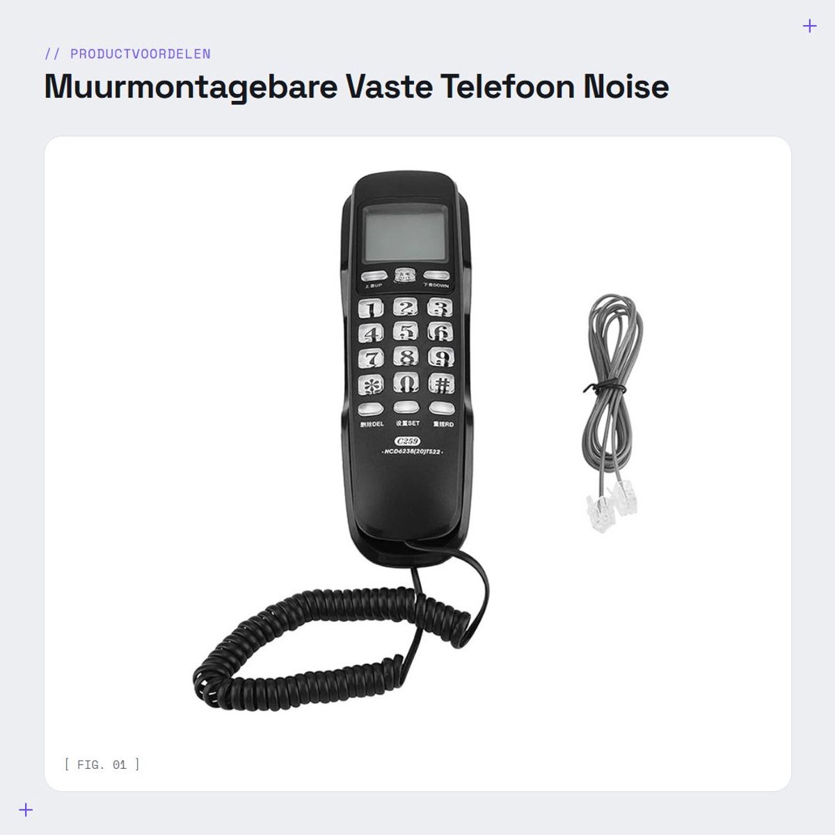 Dailygoods- Vaste Telefoon Muurmontage - Noise Cancelling - Wand- en Tafelinbouw - Inkomende Oproepweergave - Laatste Nummer Herhalen - Superheldere Communicatie - Wandtelefoon
