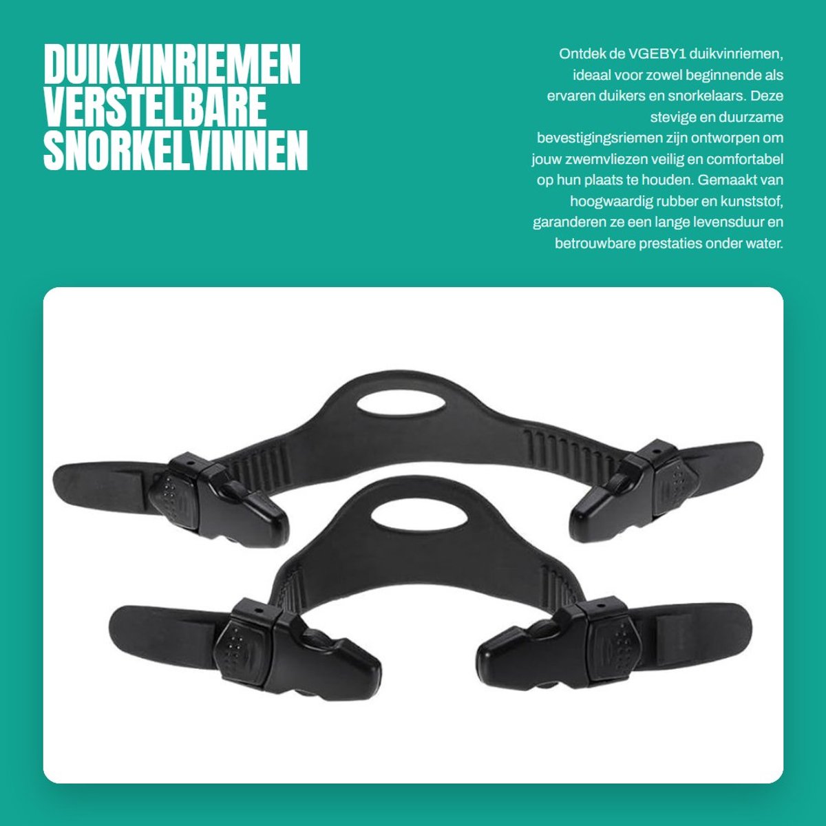 Dailygoods- Duikvinriemen - Verstelbaar - Duikaccessoires - Zwemvliezen - Duurzaam - Rubber/Kunststof
