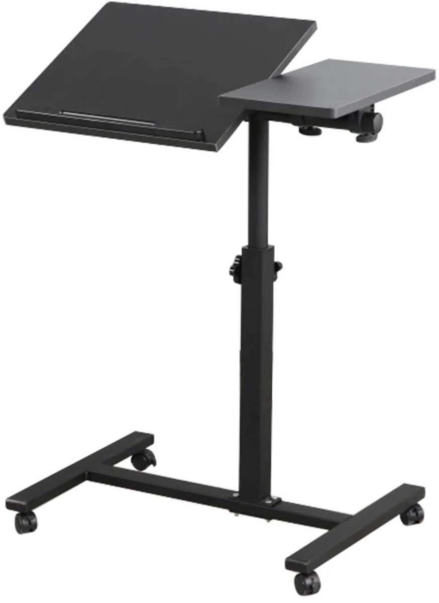 Dailygoods Bijzettafel in hoogte verstelbare laptoptafel met wielen computertafel opvouwbaar mobiel sta-bureau kleine ta
