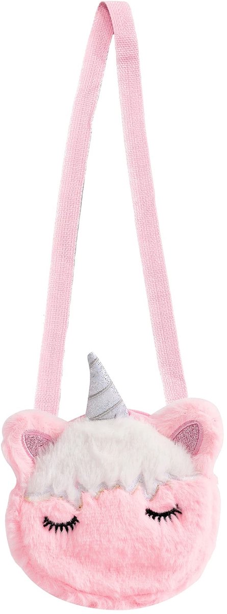 Dailygoods- Schoudertas Dames - Pluche Eenhoorn - Verstelbare Schouderband - Lichtgewicht - Compact - Geschikt voor Meisjes - Handtas