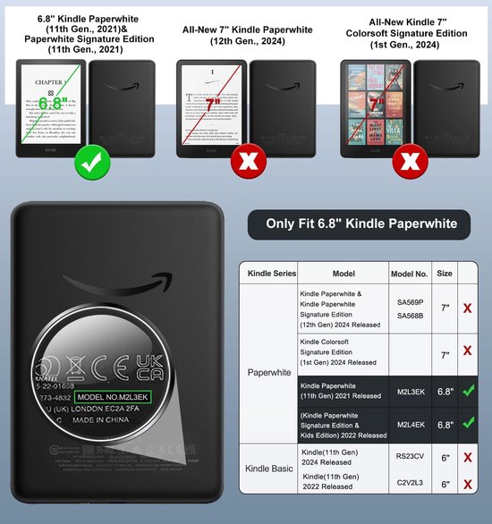 Dailygoods- Ereader Hoesje Ultra Duidelijk - Kindle Paperwhite (11e Generatie-2021) - Schokbestendig - Waterdicht - TPU Hoes - Lichtgewicht Ontwerp - E-reader Hoes — afbeelding 2