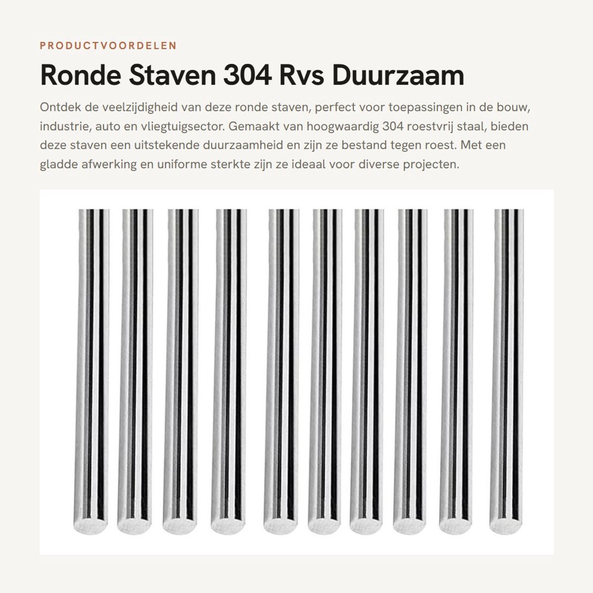 Dailygoods- Ronde Staven 10 Stuks - 304 Roestvrij Staal - 8mm x 150mm - Schachtstang - Duurzaam - Ideaal voor Doe-het-zelfprojecten - Stalen Staven