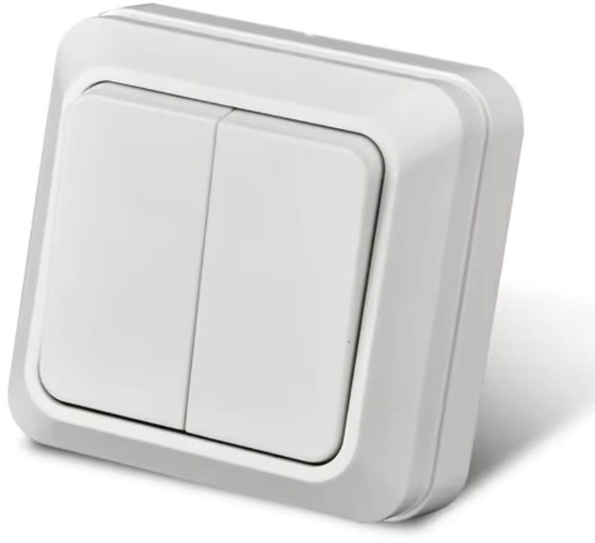 Kronwald® Dubbele Lichtschakelaar Opbouw – dubbelvoudige Wandschakelaar – Witte Schakelaar met twee knoppen – Opbouw Lichtschakelaar – Design Schakelaar