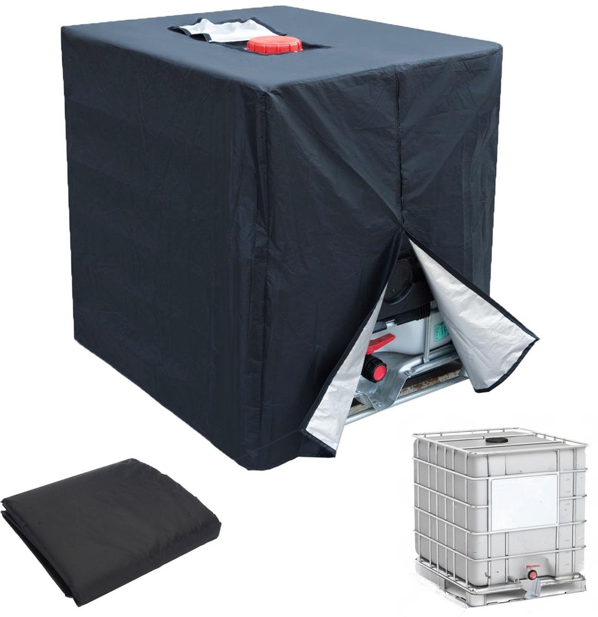 Dailygoods- IBC Tankafdekking 420D - 1000 Liter - Anti-UV Beschermhoes - Waterdicht - Stofdicht - 120 x 100 x 116 cm - Watertankhoes