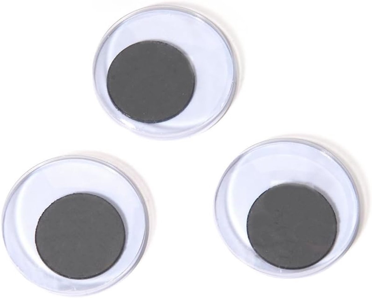 Plak-On Wiggle Ogen - Knutselsels - Creatief Knutselen - Zelfklevend - 25mm 34 Stuks - Zwart