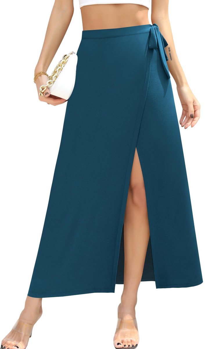 Wikkelrok Verstelbare Tailleband - Maxi Rok - Split Detail - Flowy Swing - Zachte Ademend Stof - Moderne Wikkeldesign - Maxirok