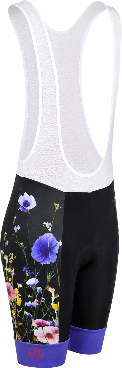 Fortissima Fietsbroek Dames met zeem en bretels - Bloemen - Wielrenbroek - Wielerbroek - Koersbroek - Kort - Maat M