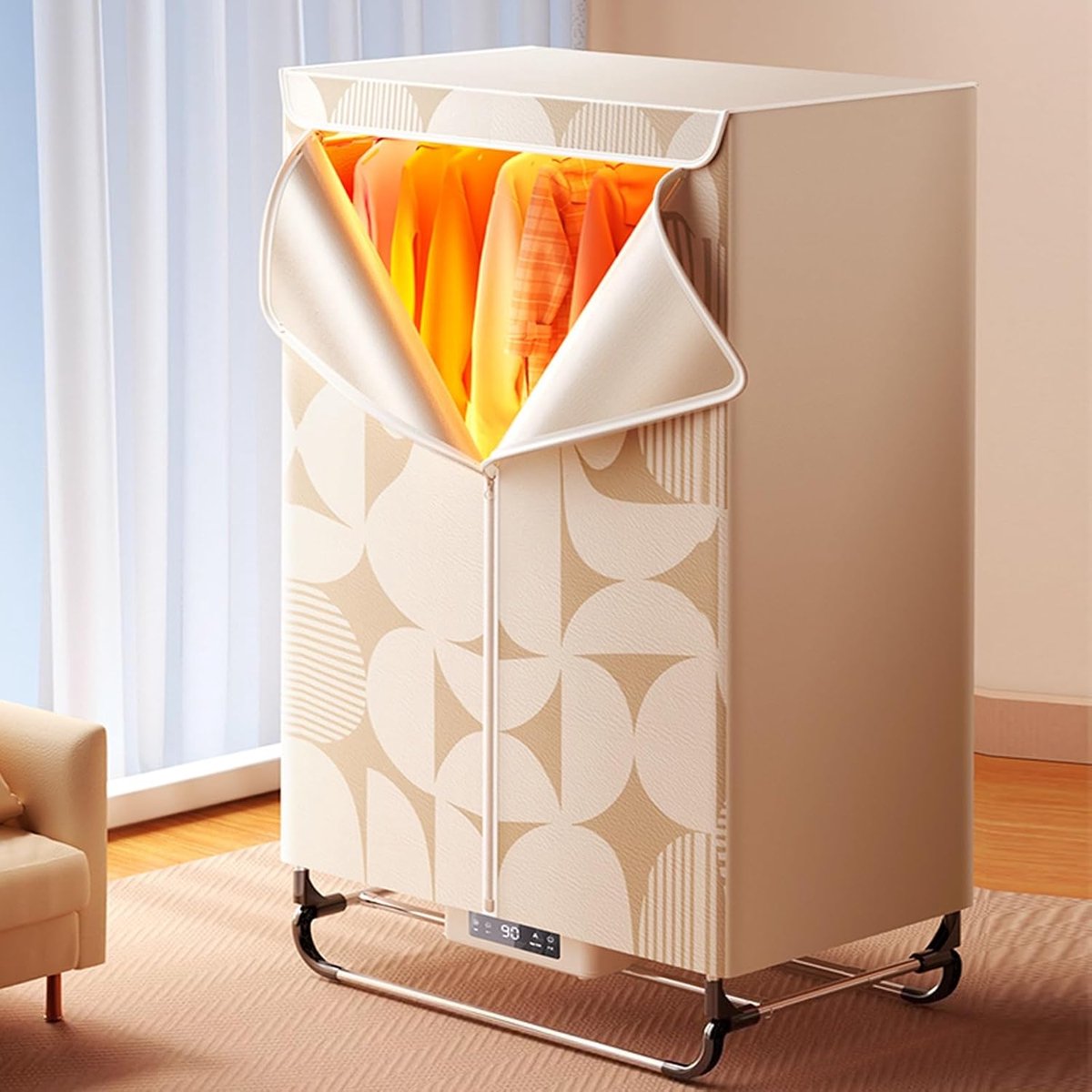 Compacte Droger Mini Droogkast Kleding Drogen Stille Werking 15kg Capaciteit Beige