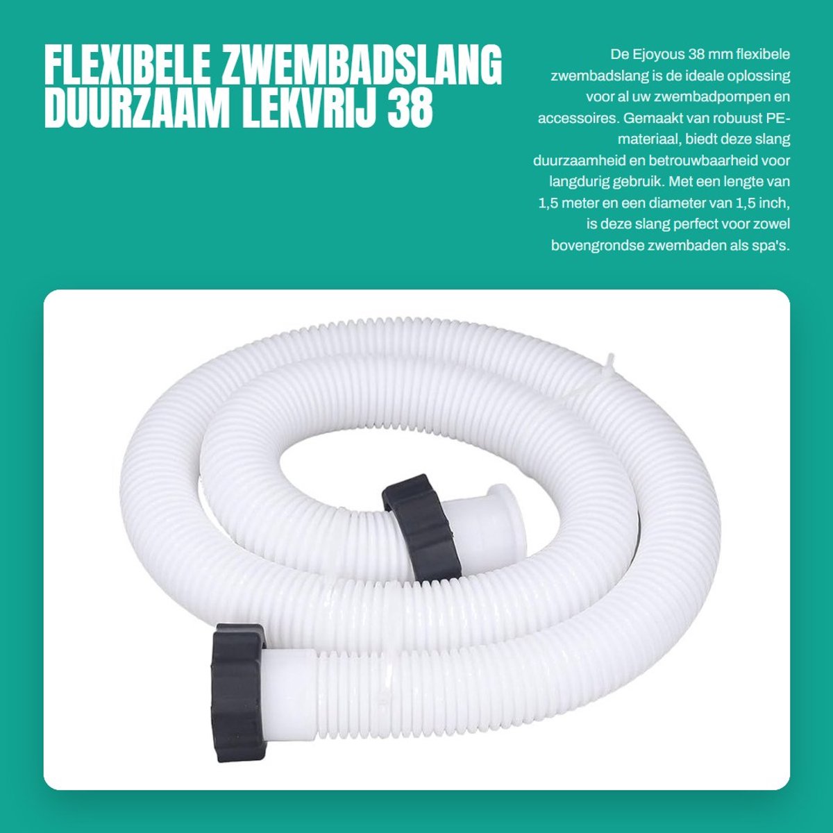 Dailygoods- Zwembadslang 38 mm - Duurzaam PE materiaal - Lekvrij - Vervangingsslang - Geschikt voor zwembadpomp - Eenvoudig te installeren - Poolslang