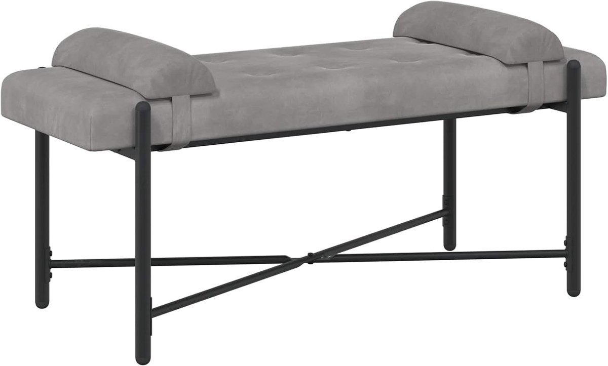 Knop-gestept Bankje - Moderne zitbank - Extra zitplek - Zachte fluwelen bekleding - 110 x 40 cm - Lichtgrijs