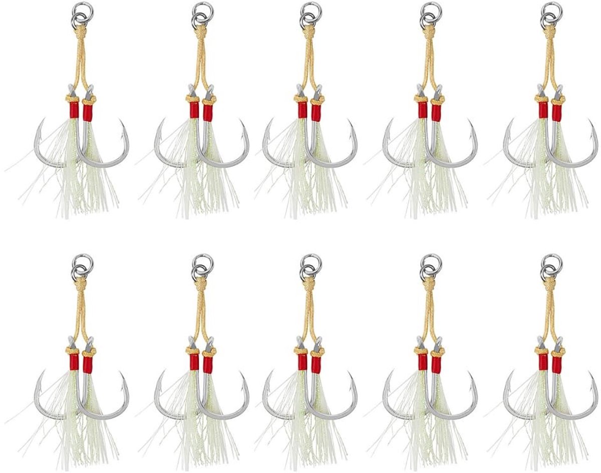 Dailygoods - Vissen Assist Haken 10 - Dubbele Jigging Vervanging Haken voor Zeevissen