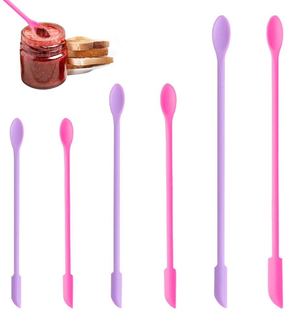 Dailygoods- Spatelset 6-delig - Siliconen - Cosmetisch Keukengerei - Mini Spatels - Herbruikbaar - 3 Maten (10,5/15/23,5 cm) - Cosmetische Spatels