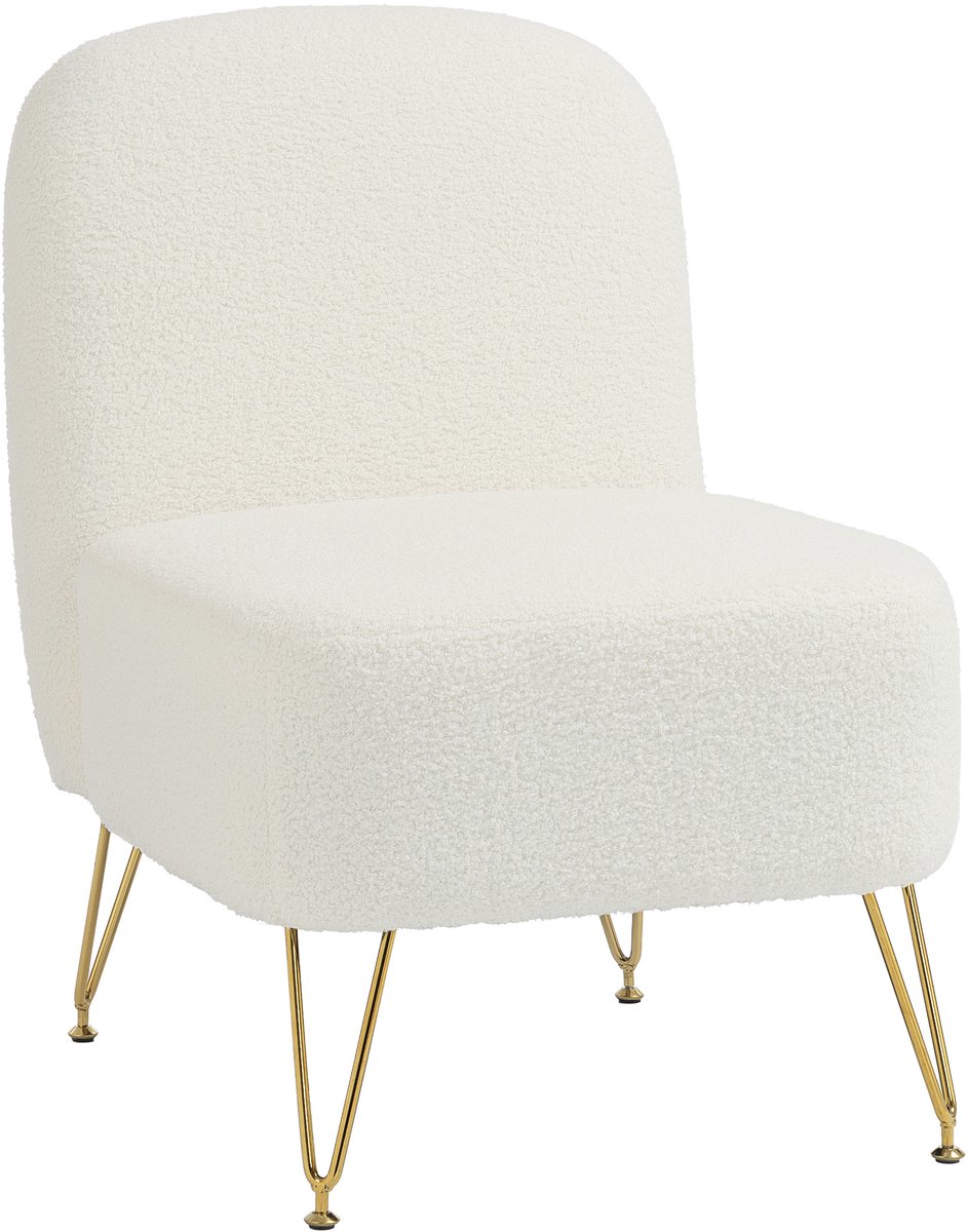 Homcom Accentstoel - Terrain badstof (100% polyester) - 54 x 72,5 x 78 cm - Wit