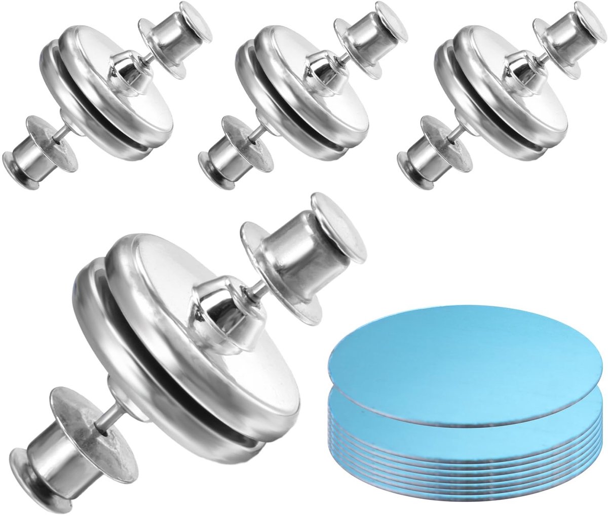 Dailygoods - Magnetische douchegordijn-zijclips - Waterdichte sluiting - Zilver - Windstoppers - Houdt gordijnvoering gesloten tegen muur - Geschikt v...