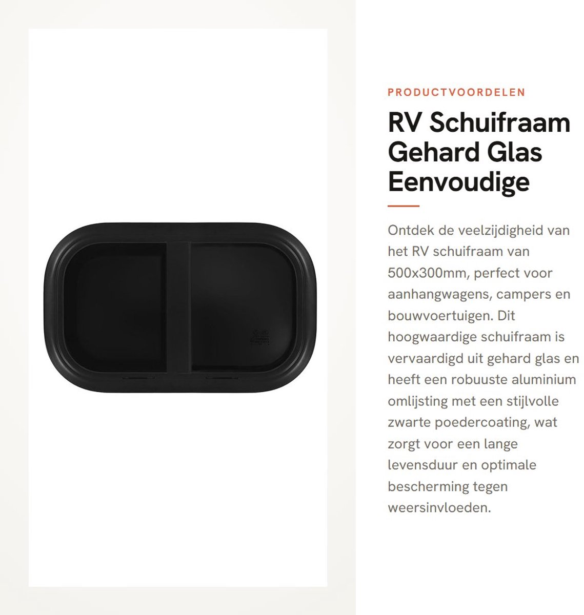 Dailygoods- Schuifraam 500x300mm - Gehard Glas - Aluminium met Poedercoating - Voor Campers/Bouwvoertuigen - Eenvoudige Installatie - Robuuste Structuur - Raam