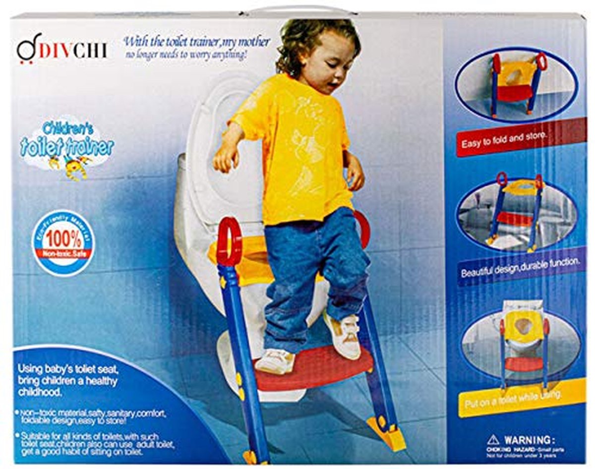 Potty Training Seat - Kinder Toilet - Zindelijkheidstraining Kind - Opvouwbaar Met Trapje - 58 x 37 cm