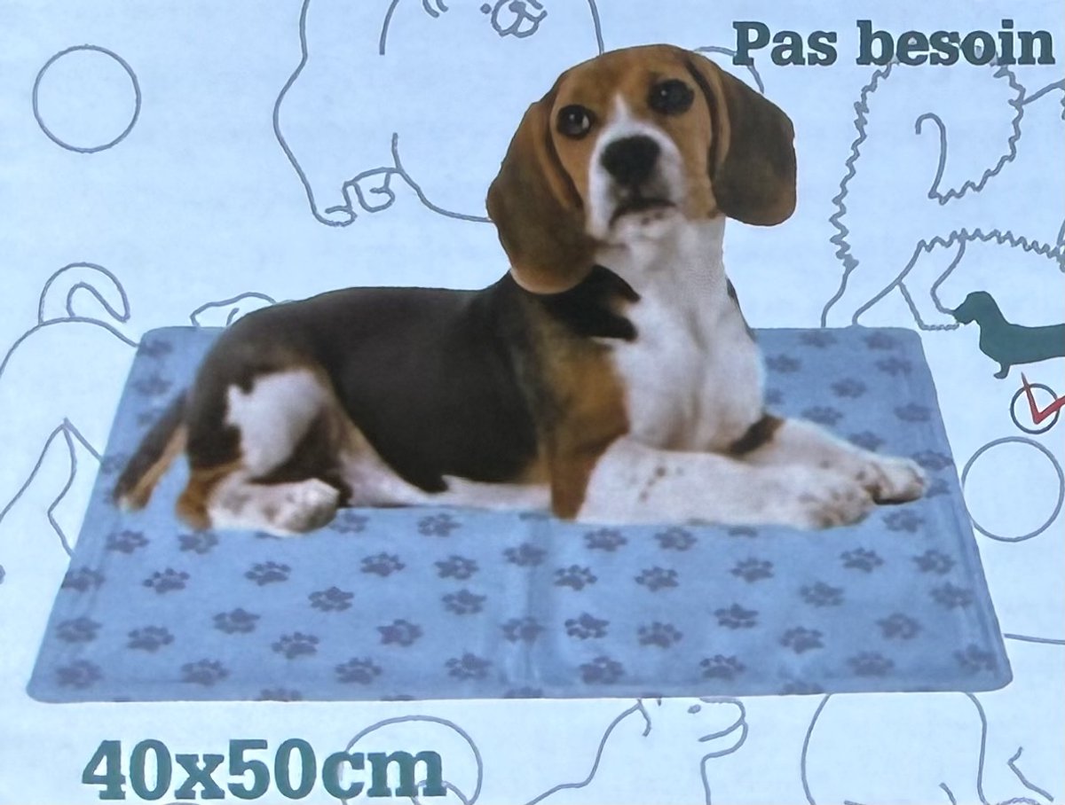 Honden Koelmat koel mat voor huisdieren hond blauw met hondenpootjes 40 x 50 cm dierenkoelmat