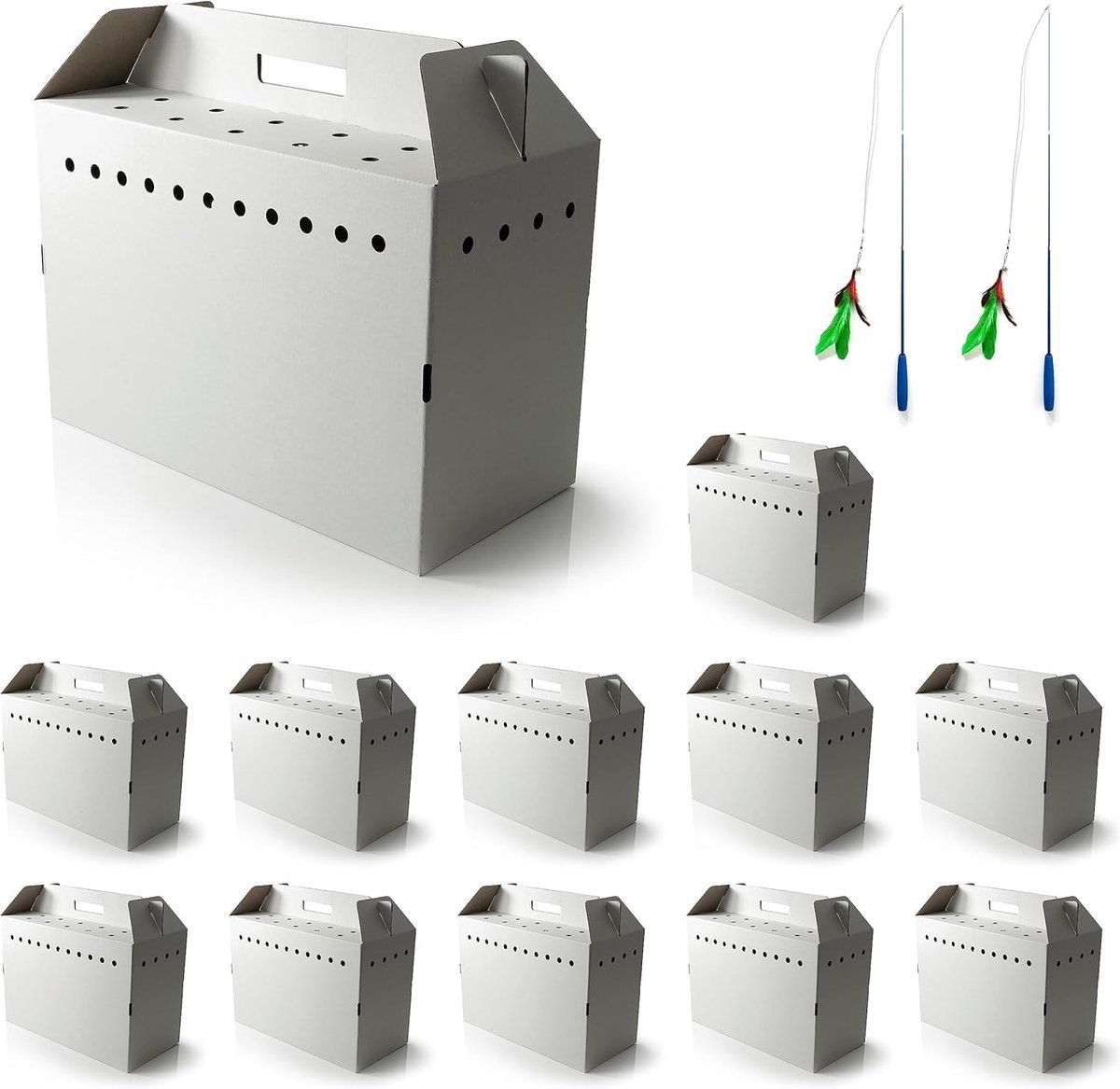 Draagbox Huisdieren - Reismand Kat - Veilig Vervoer - Stevig Karton - 12 Stuks - Grijs