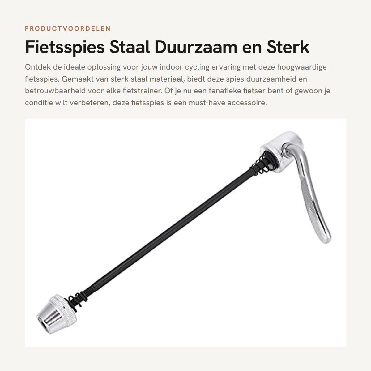 Dailygoods- Achteras Roestvrij Staal - Fietsspies - Compact - Sterk - Duurzaam - 165 mm Lengte