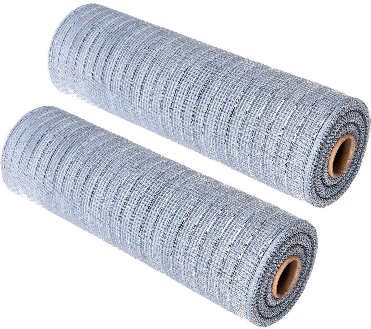 Dailygoods- Deco Mesh Rollen - 2 Rollen - 26cm Breed - 10 Yards Lang - Zilver - Duurzaam Materiaal - Voor Ambachten en Strikken - Lint