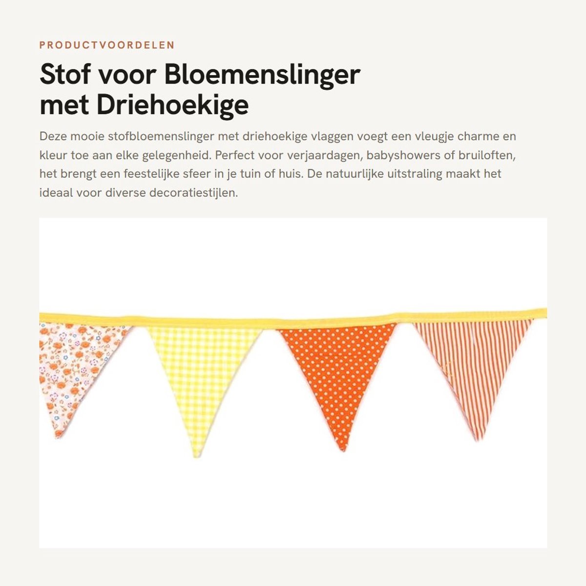 Dailygoods- Bloemenslinger 15,6 m - Stoffen Vlaggenlijn - Decoratie Buiten - Verjaardag/Babyshower - Bruiloft - Romantische Stijl