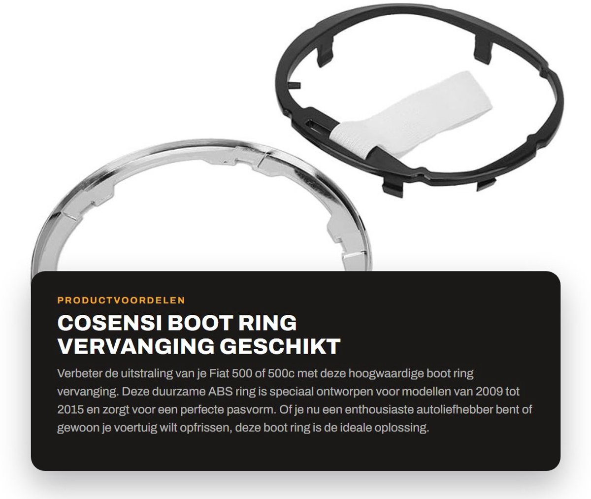 Dailygoods- Boot Ring Vervanging - Gaiter - ABS - Voor Fiat 500/500c 2009-2015 - 2 Stuks - OEM 71775051