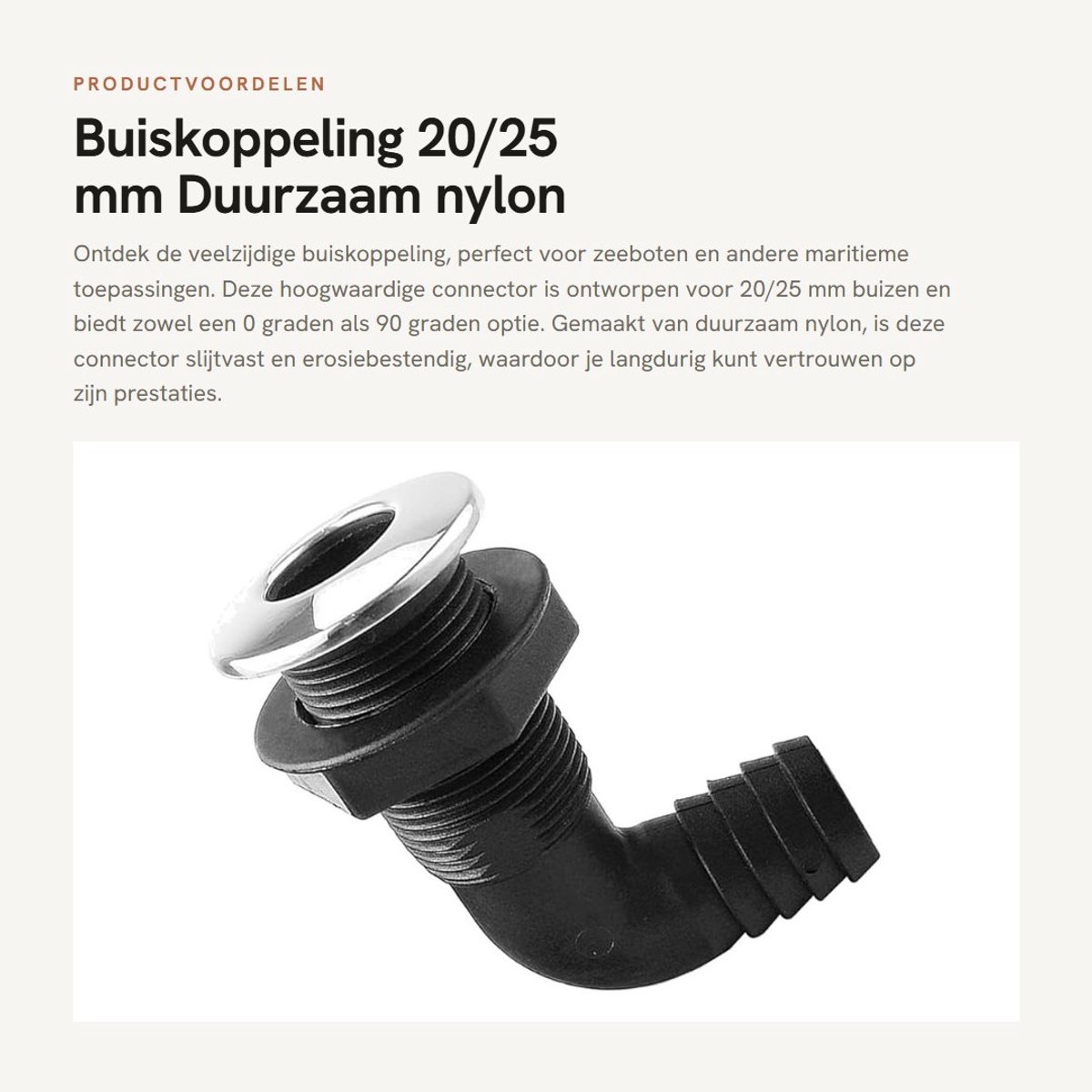 Dailygoods- Connector 20/25 mm - Nylon Doorvoerconnector - 0/90 Graden - Slijtvast - Erosiebestendig - Duurzaam Materiaal - Doorvoerfitting