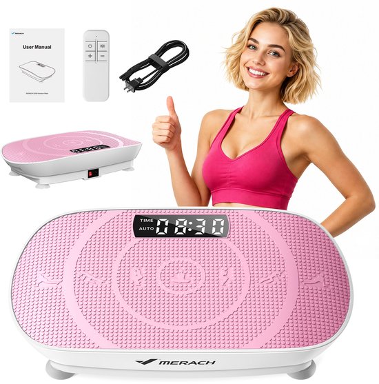 MERACH Mini Trilplaat voor Afvallen - 10 Niveaus Handmatige Modus - Bluetooth Verbinding - Compacte Vibratieplaat met LED Scherm, Afstandsbediening en Stille Werking ≤65dB