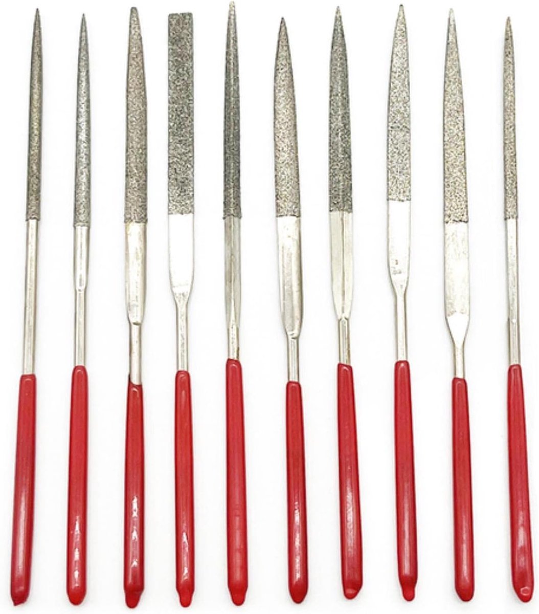 Diamant Vijlen Set - Naaldvijlen Metaal - Metaal Bewerken - Dubbelgesneden Bladen - 10 stuks 140mm - Zilver