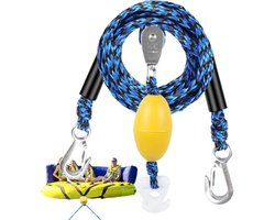 Sleeptouw watersport - Waterski lijn - Samen plezier maken - 360 graden draaibare katrol - 304 cm - Blauw