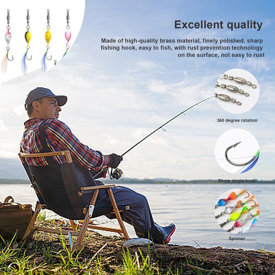 NTH products- Spinners 360° draaibaar - Veelkleurig kunstaas - Spiraalvormig design - Hoogwaardig messing - Set van 10 visaas - Lage weerstand van Nth Products — afbeelding 2