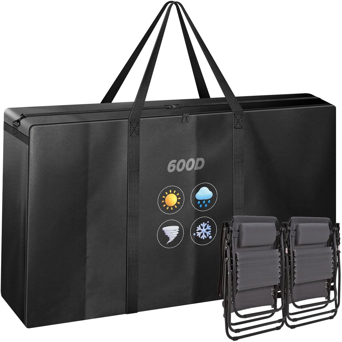 Dailygoods- Opbergtas Grote Capaciteit - Opbergtas Tuinstoelen - Waterdichte Bescherming - 600D Polyester - Inklapbare Stoelen - 105 x 73 x 28 cm - Opbergtas Voor Stoelen