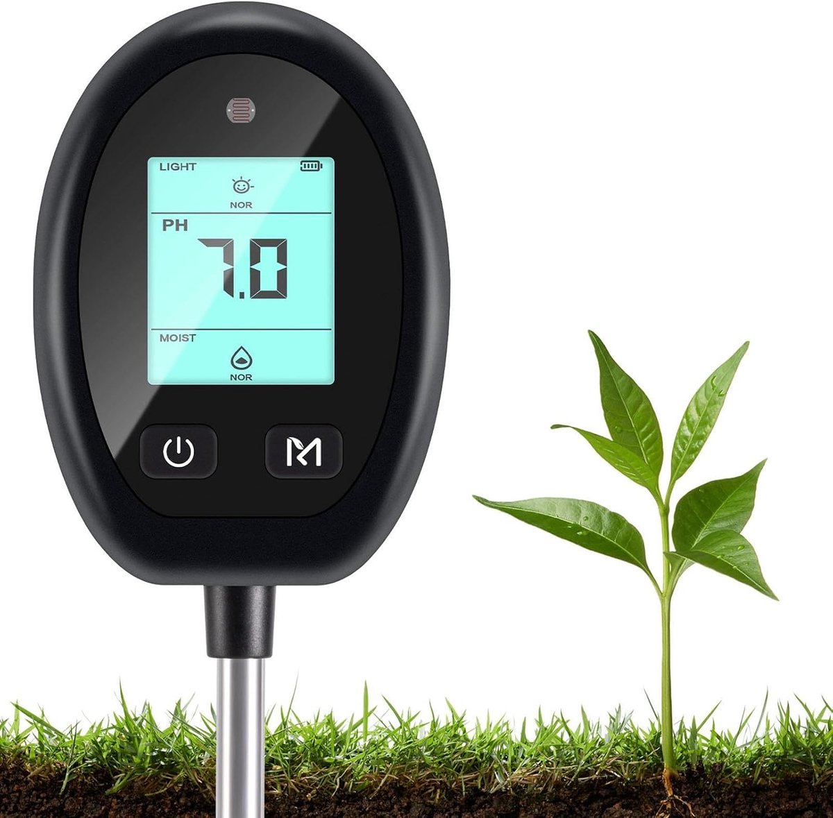Bodemtester - Plantenmeter Vochtigheid - Plantenverzorging Binnen - Nauwkeurige Analyse - 33 cm - Zilver