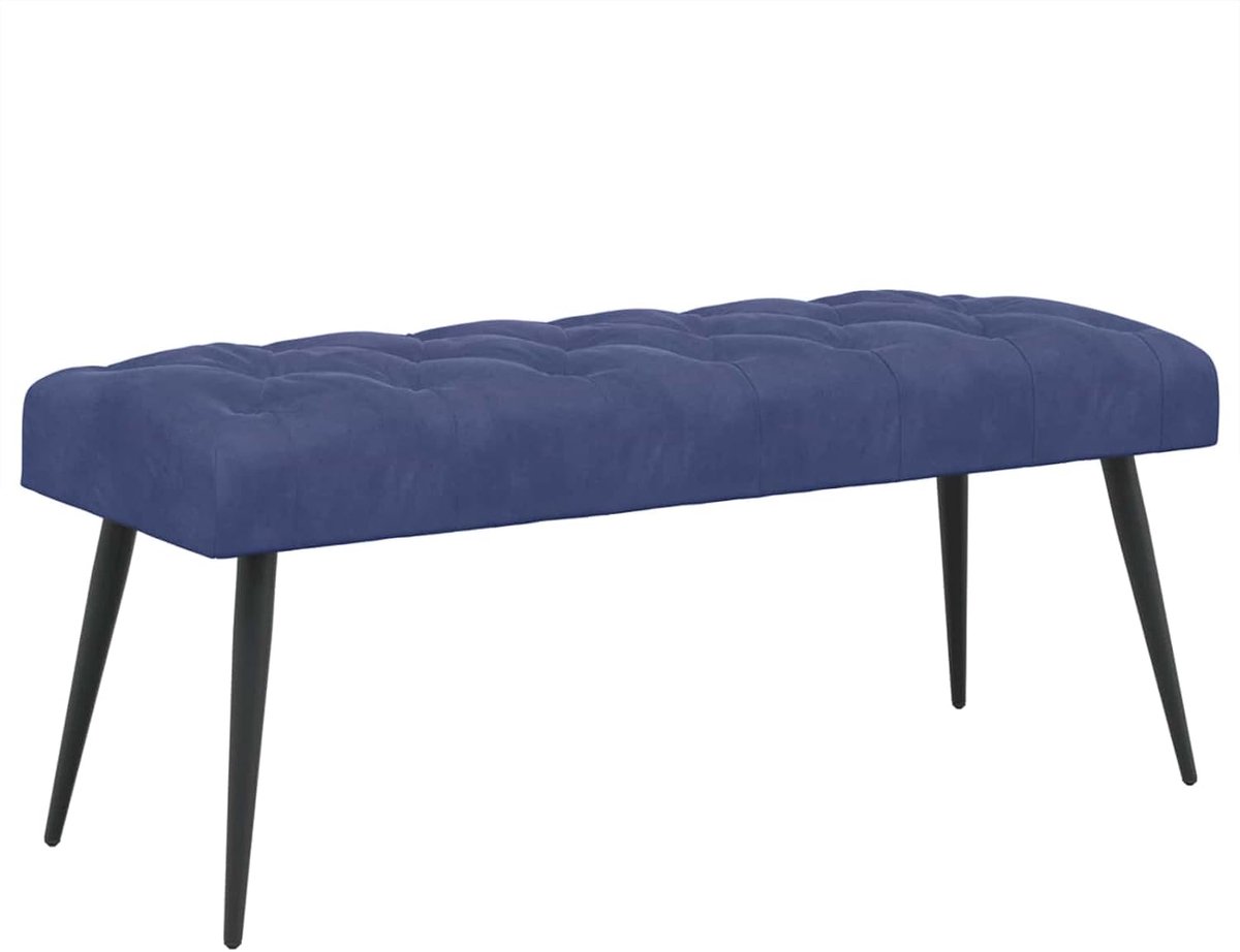 Moderne Bank - Zitmeubel Fluweel - Comfortabel Zitten - Knoopverstelling - 110 cm - Politieblauw